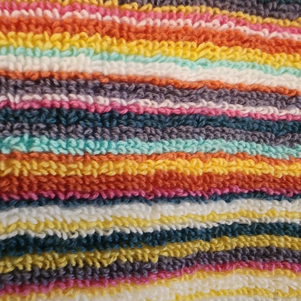 Rachael Zoe One Bath Towel Striped Multicolor Colorful NEW Orange
